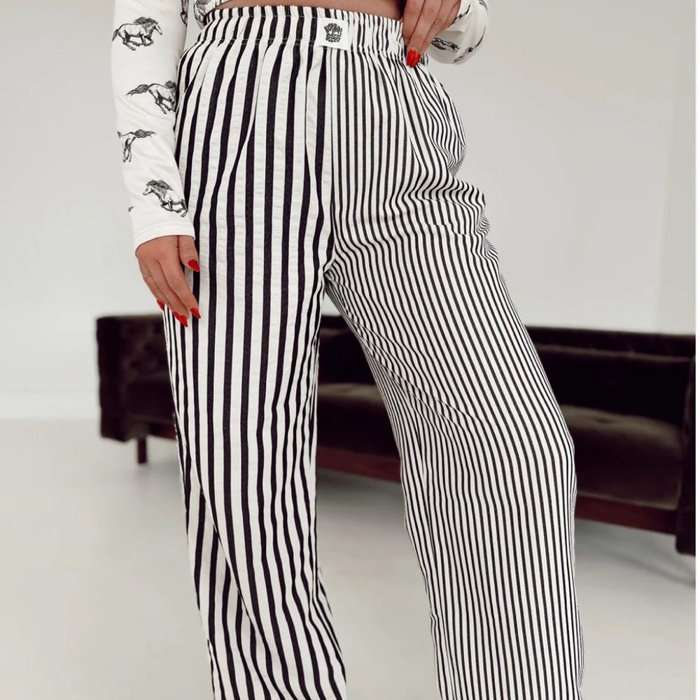 Bourbon and belles BLACK & CREAM SPLICE BOXER PANTS